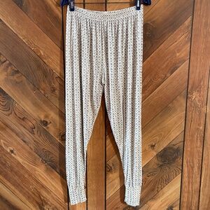 Black & Ivory Snowflake LL BEAN 100% Silk Base Layer Legging Pants